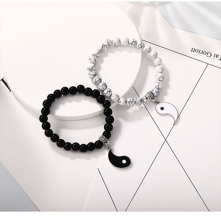 fashion geometric round couple simple alloy bracelet