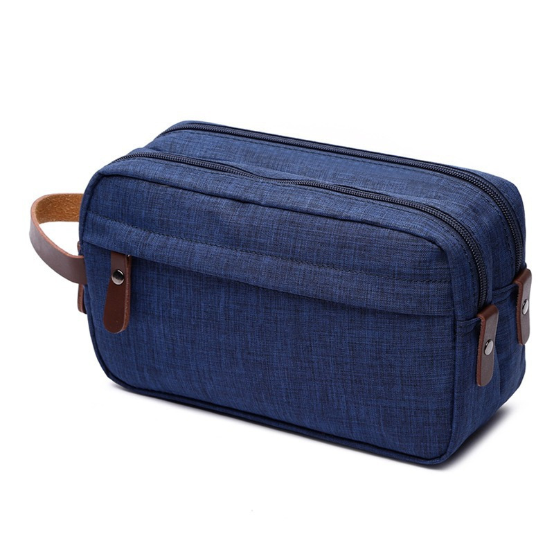 Bolsa de tocador para hombres al por mayor bolsa de cosméticos para mujer portátil portátil de doble capa de gran capacidad bolsa de almacenamiento de tela Oxford de alto valor