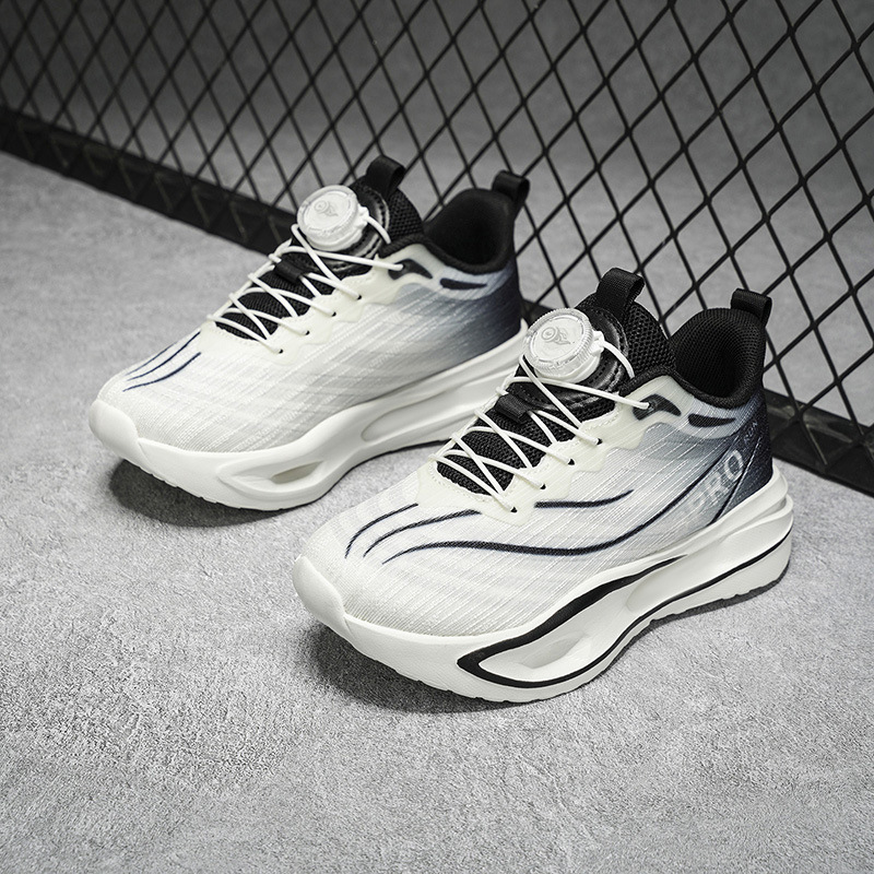 Teenagers' rotating button running shoes, gradient mesh breathable men's shoes, thick-soled shock-absorbing student sports and casual shoes, wholesale