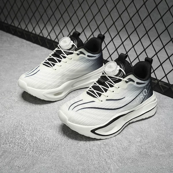 Teenagers' rotating button running shoes, gradient mesh breathable men's shoes, thick-soled shock-absorbing student sports and casual shoes, wholesale