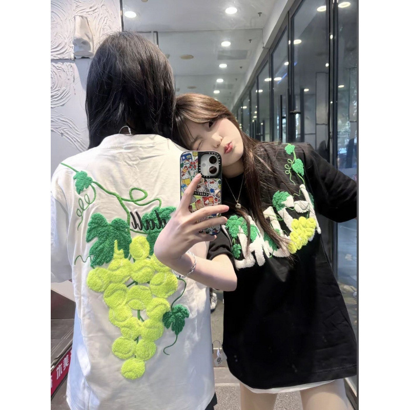 This Year's Popular Towel Embroidery Trend Pure Cotton Round Neck Loose Bottoming Shirt Women's Design Top 2025 Summer Short-Sleeved T-Shirt This Year's Popular Towel Embroidery Trend Pure Cotton Round Neck Loose Bottoming Shirt Women's Design Top 2025 Summer Short-Sleeved T-Shirt
