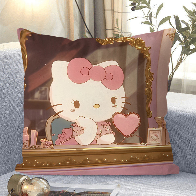Hello Kitty, almohada de gato, Hello Kitty, almohada de corazón de niña, almohada de respaldo de dormitorio de estudiantes.