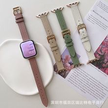 适用于applewatch7细款表带s8苹果手表iwatch23456代SE简约皮表带