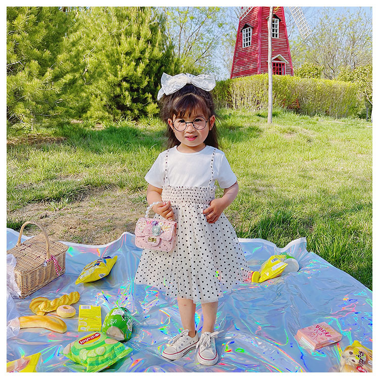 Girl'S Cloth Flower Bow Knot Cute Sequins Pearls Square Lock Clasp Crossbody Bag display picture 22