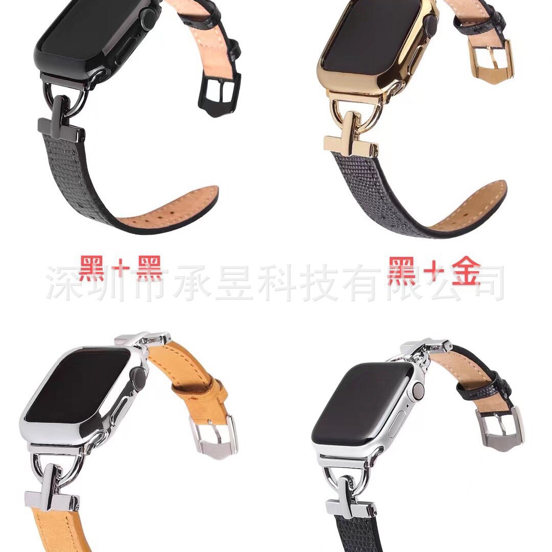 Adecuado para Apple D-palabra hebilla de metal lagarto patrón patchwork reloj Correa Apple watch8/SE/7/6/5/4/3