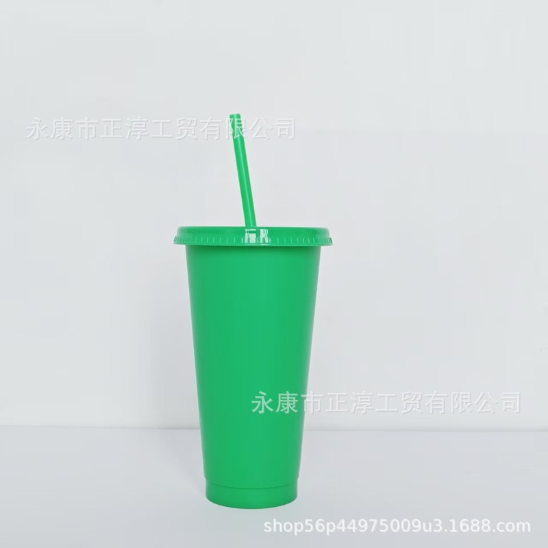 外贸新款马卡龙系列大容量710ML塑料奶茶杯PP材质磨砂手感吸管杯|undefined