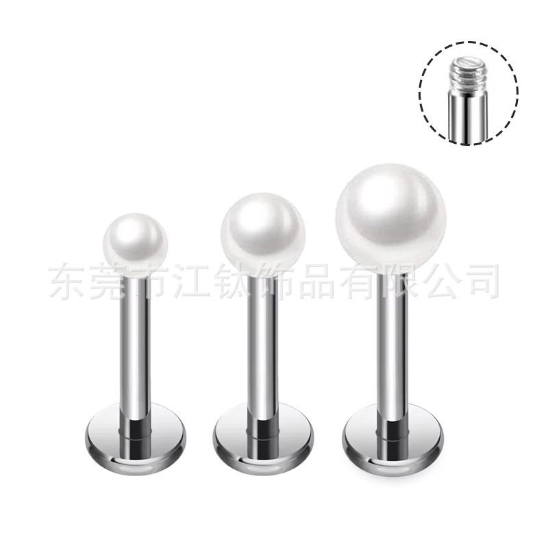 G23 Titanium Labret Stud Earring - ASTM F136 External Thread Lip Nail Jewelry detail image 10