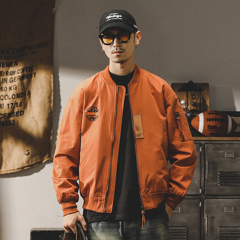 Jereno American fashion brand MA1 pilot workwear jacket men's Spring and Autumn Mountain printed baseball uniform jacket men