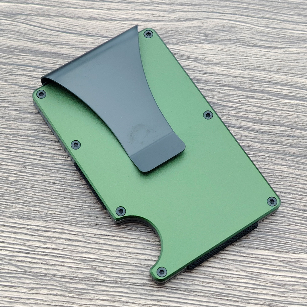 Suministro Directo de fábrica de aleación de aluminio caja de tarjeta de crédito de fibra de carbono RFID Bloqueo de gran capacidad cartera de crédito Titular