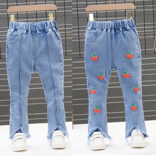 Girls' jeans, kids' elastic jeans, girls' long pants, children's pants