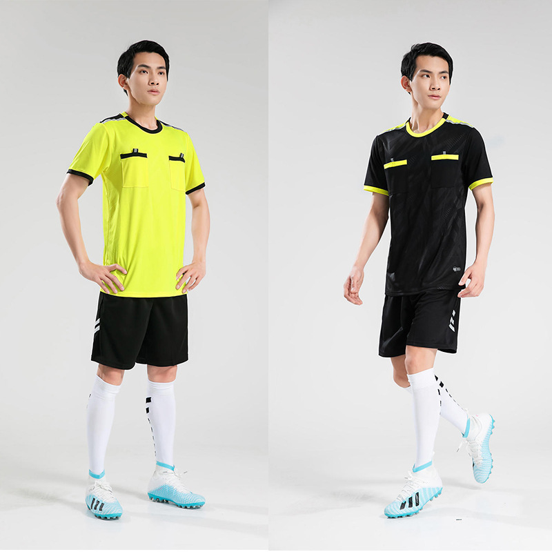 Quick-drying football referee uniform suit men's printed team uniform adult Referee Jersey student competition equipment football uniform summer