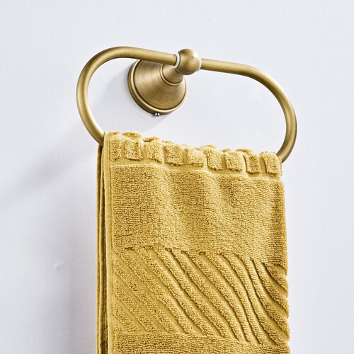 European Brass Antique Towel Ring Carved Base Large Size Bathroom Toilet Retro Wall Hanging Perforated Nail-Free Model