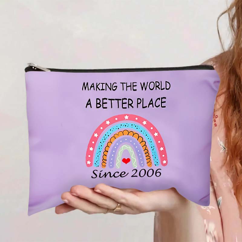 Bolso cosmético estampado de doble cara de cumpleaños explosivo transfronterizo de Amazon, bolso de almacenamiento, bolso multifuncional con cremallera para mujer