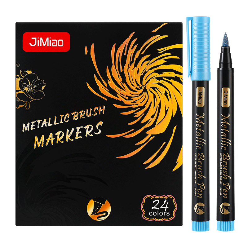 Marcador acrílico de metal de venta caliente transfronterizo Marcador de pintura a mano de graffiti de 24 colores Marcador para exteriores a base de agua de cabeza suave