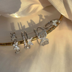 小眾設計鑲嵌鋯石蝴蝶開口戒指女日韓ins超仙氣質個性指環精緻潮