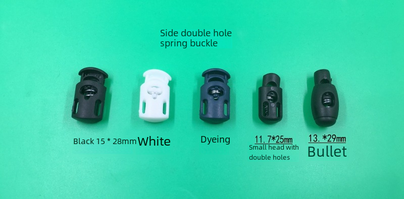 Single hole double hole black and white plastic spring buckle elastic buckle rope buckle pig nose buckle