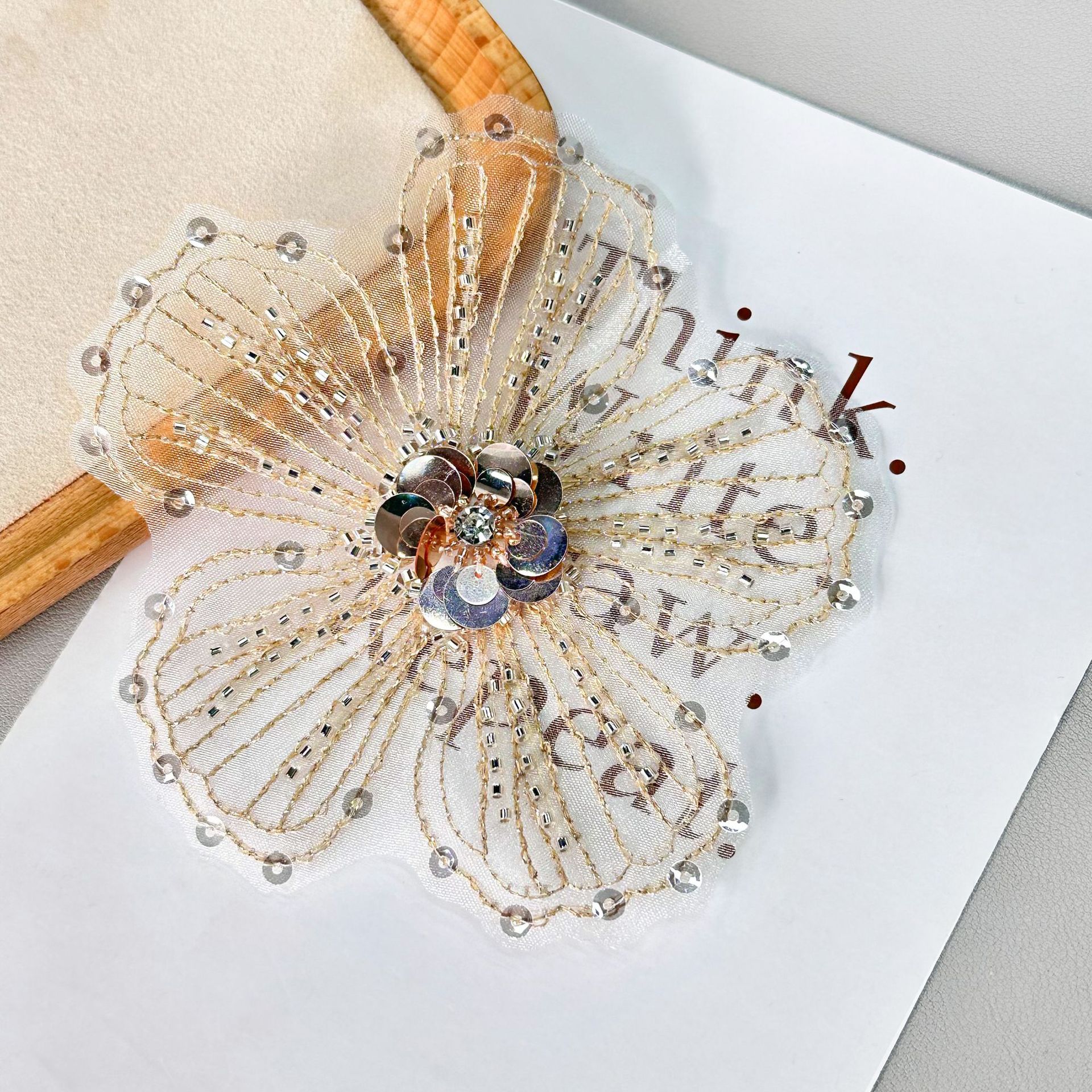 Apliques de Organza Bordados con Lentejuelas y Cuentas, Parche de Tela con Flores, Corsage, Accesorios para Vestidos de Novia y Ropa DIY image 8