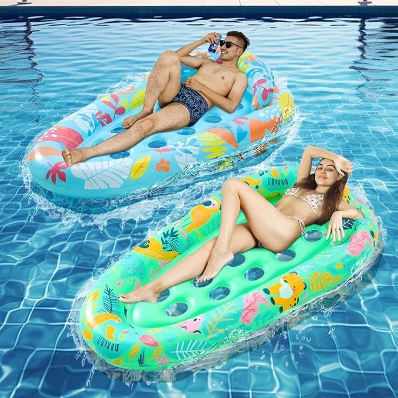 Надувной матрас для бассейна из ПВХ с подголовником и отверстием для охлаждения, подходит для вечеринок у бассейна и пляжа