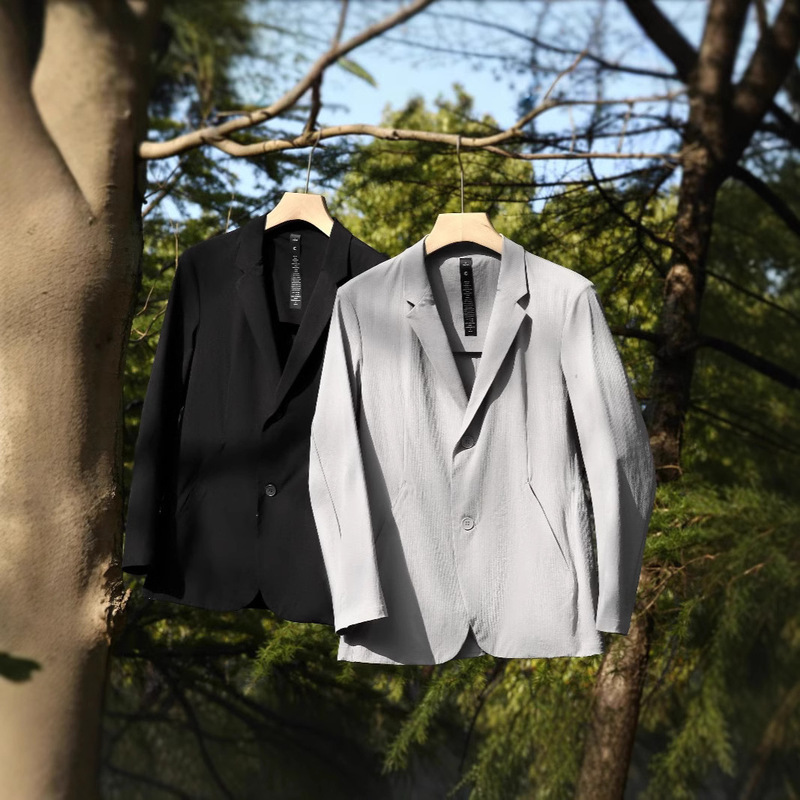 Knitted Pineapple Pattern Men's Suit Jacket Breathable Seamless Business Versatile Commuting Casual Suit