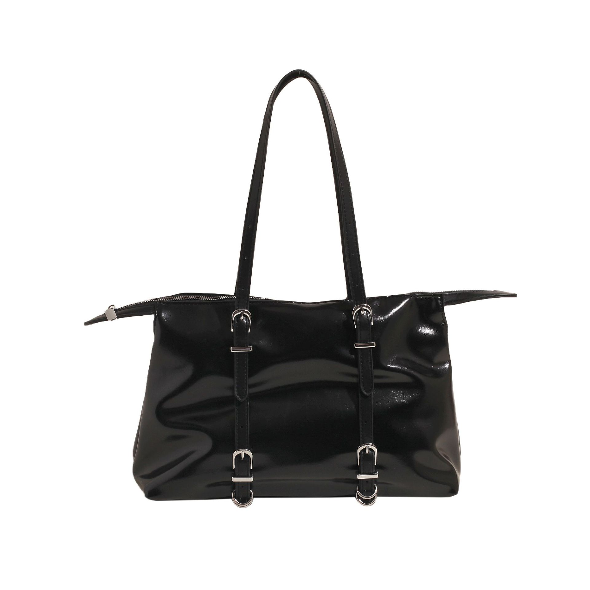 Bolso de hombro grande para mujer con decoración de cinturón_voghion.com