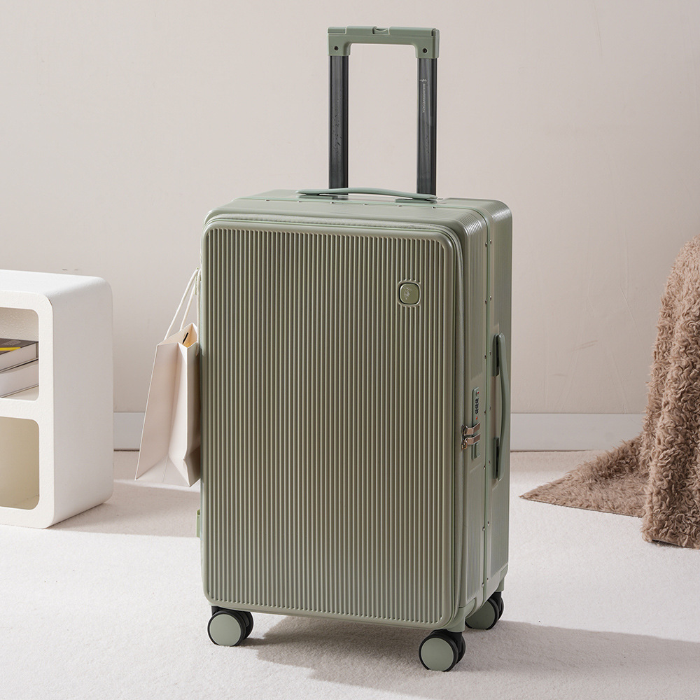 Baja de viaje con tapa abierta delantera, marco de aluminio grueso, caja de tracción, maleta de embarque, maleta con ruedas universales de gran capacidad, maleta