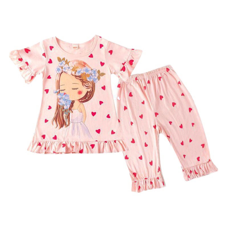 Girls Home Clothes Cotton Pajamas 2023 Summer New Cartoon Beauty Princess Sweet Style Pajamas Two-piece Suit