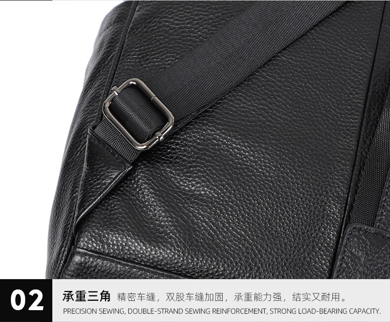 Ba lô da bò lớp đầu da thật 42×15×30 cm, túi đựng laptop dung lượng lớn đa năng đi du lịch ngoài trời — Màu đen chi tiết 18