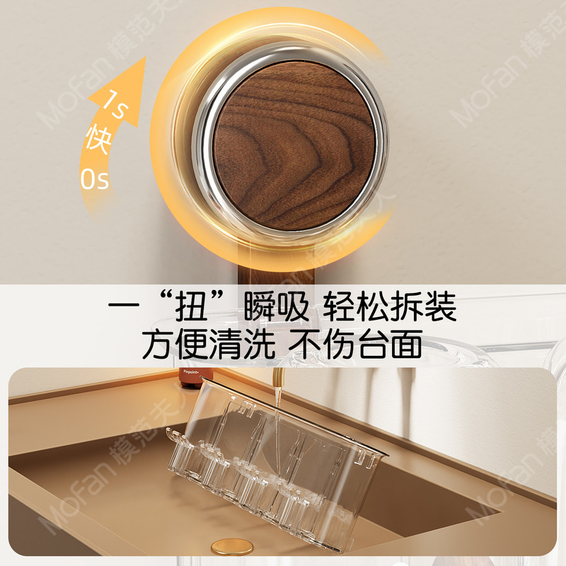 吸盤歯ブラシホルダー中古風トイレ洗面台穴なし壁掛けうがいカップ電動歯具ラック|undefined