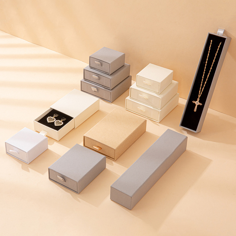 Morandi Color Series Drawer-Style Jewelry Box, Multi-Specification Storage Box for Rings, Earrings, Necklaces, and Gift Packaging Box