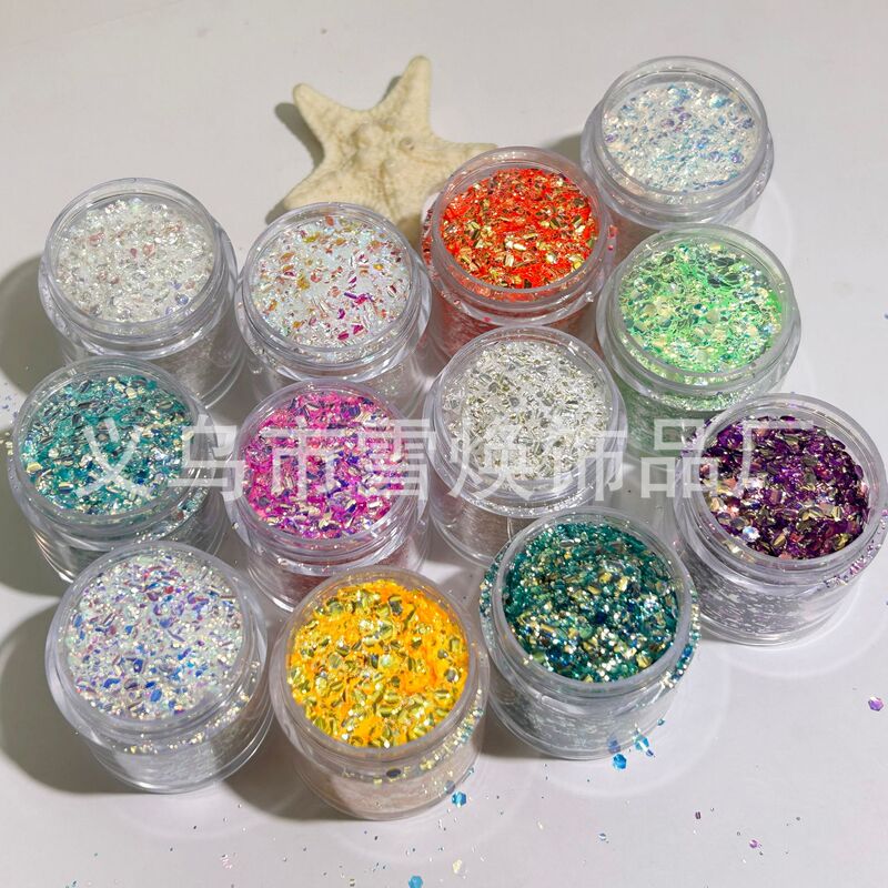 Canned Internet-Famous Chasing Light Sparkling Sequins Dreamy Nail Art Decorations Mixed Material Ultra-Thin Nail Decoration Glitter