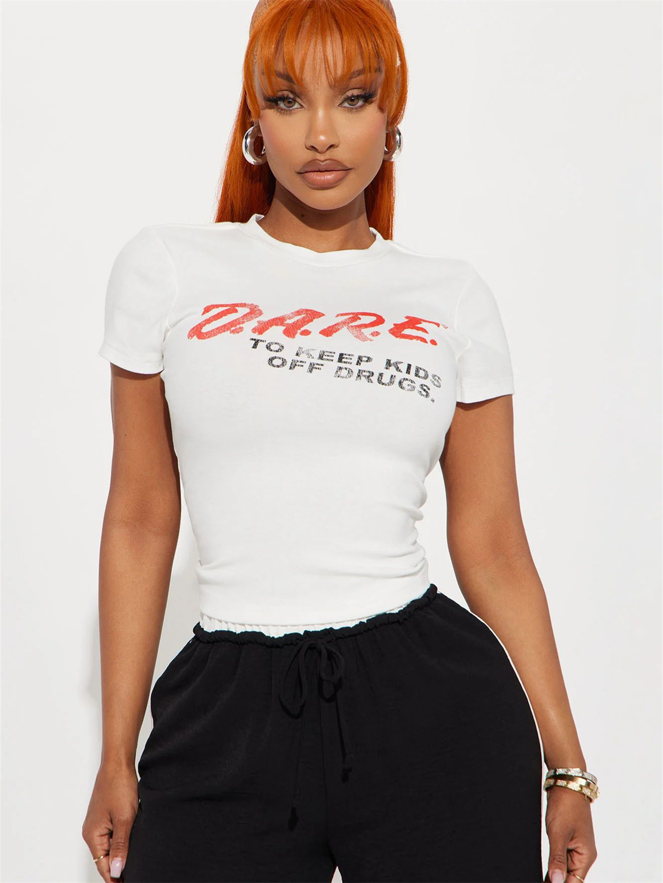 Fall Slim Fit Sexy Sexy round Neck Cropped Cropped T shirt Short Sleeve