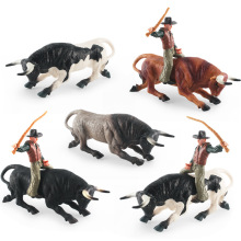 仿真西班牙斗牛士套装静态模型北非野牛驯牛骑士实心静态摆件玩具