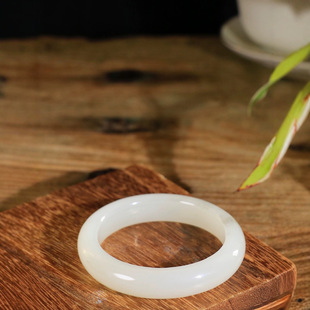 Jin Yutang Xinjiang Boutique Hetian Jade White Jade Bracelet Holding a Volume of Books, Brewing a Tea, Dress and Wear a Bracelet