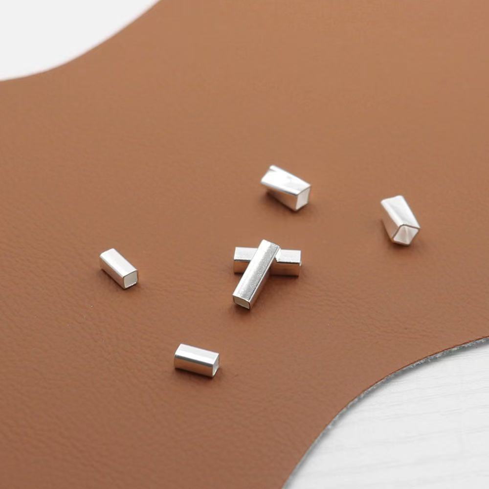 S925 sterling silver straight-hole small square tube spacer beads, handmade bracelet, necklace, and silver jewelry accessories