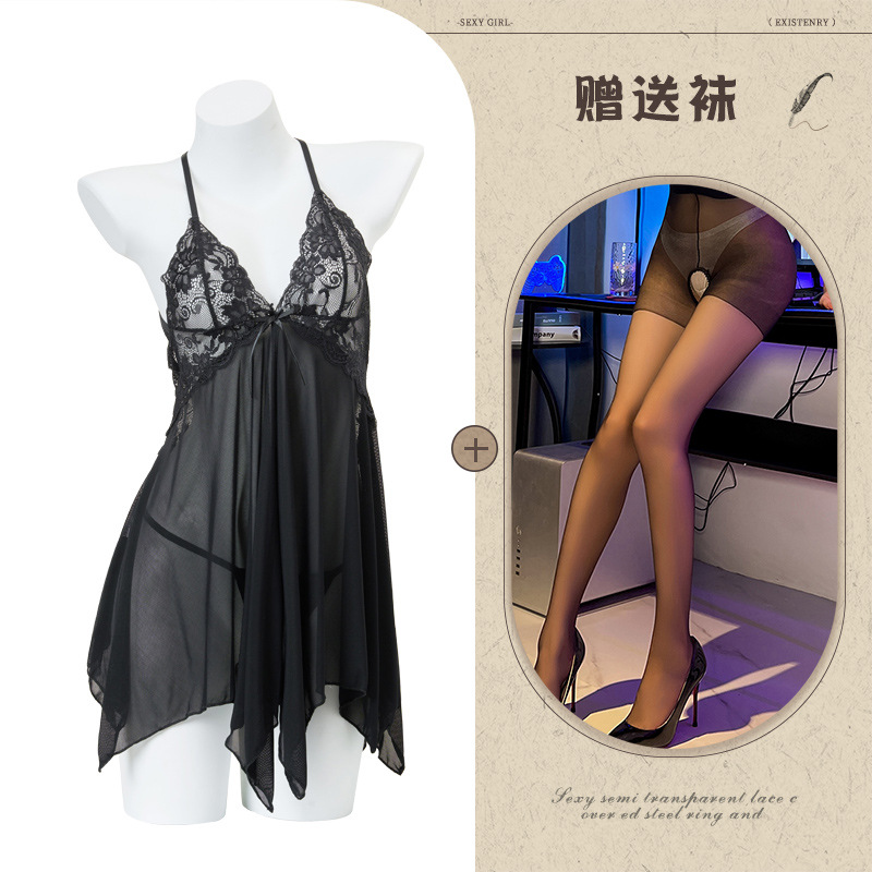 블랙 블랙 오픈 크로 치 양말