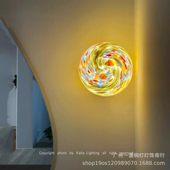 中古圆球壁灯走廊过道灯彩色玻璃入户玄关背景墙灯卧室床头氛围灯