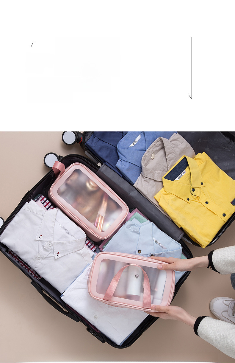 PU frosted waterproof cosmetic bag large capacity high-looking portable cosmetic storage bag wash swimming bag