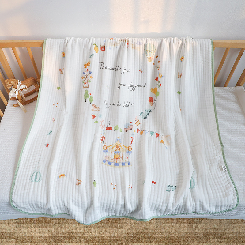 Toalla grande de gasa de bambú y algodón de seis capas para bebés, toalla de baño absorbente para recién nacidos, manta lavable para recién nacidos.