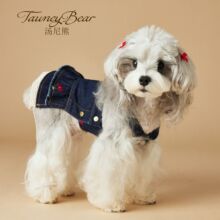 汤尼熊 母狗狗衣服春夏款樱桃牛仔连衣裙雪纳瑞泰迪比熊背带裙