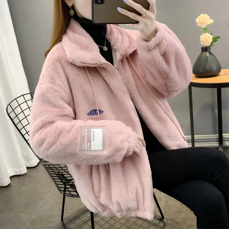 2023新款皮草外套女秋冬季仿獭兔毛毛绒棉服时尚休闲宽松加厚保暖