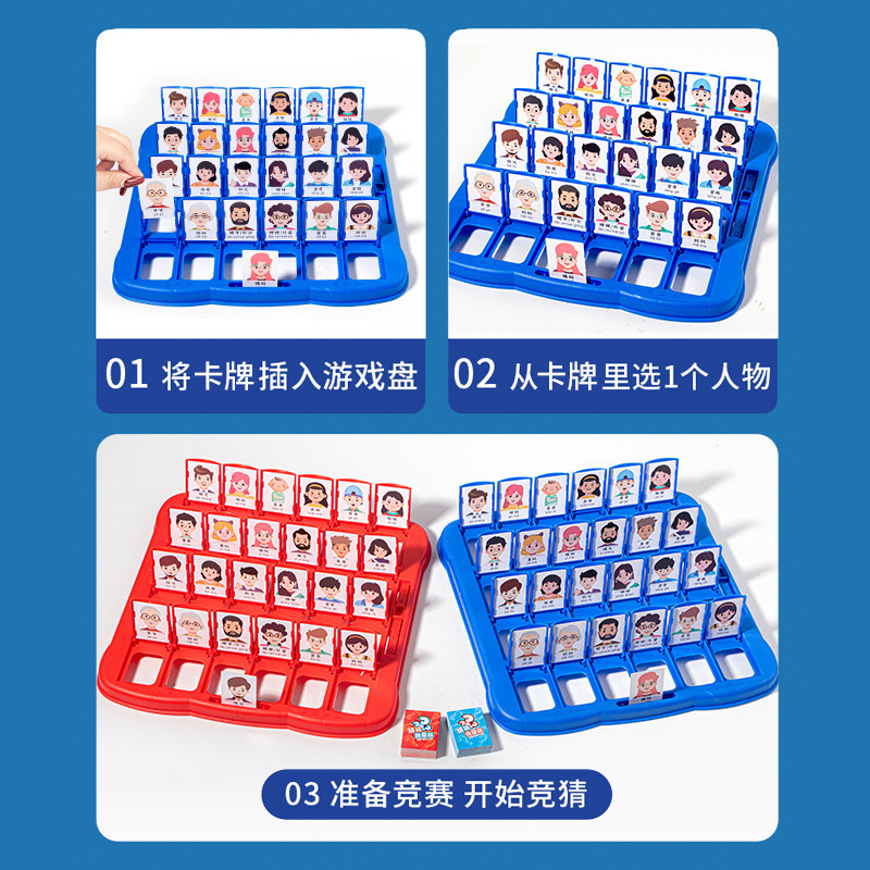 Juegos de mesa de éxito transfronterizo Adivina quién soy Personajes Raciocínio lógico Puzzle Inteligencia Juguetes interactivos padres-hijos