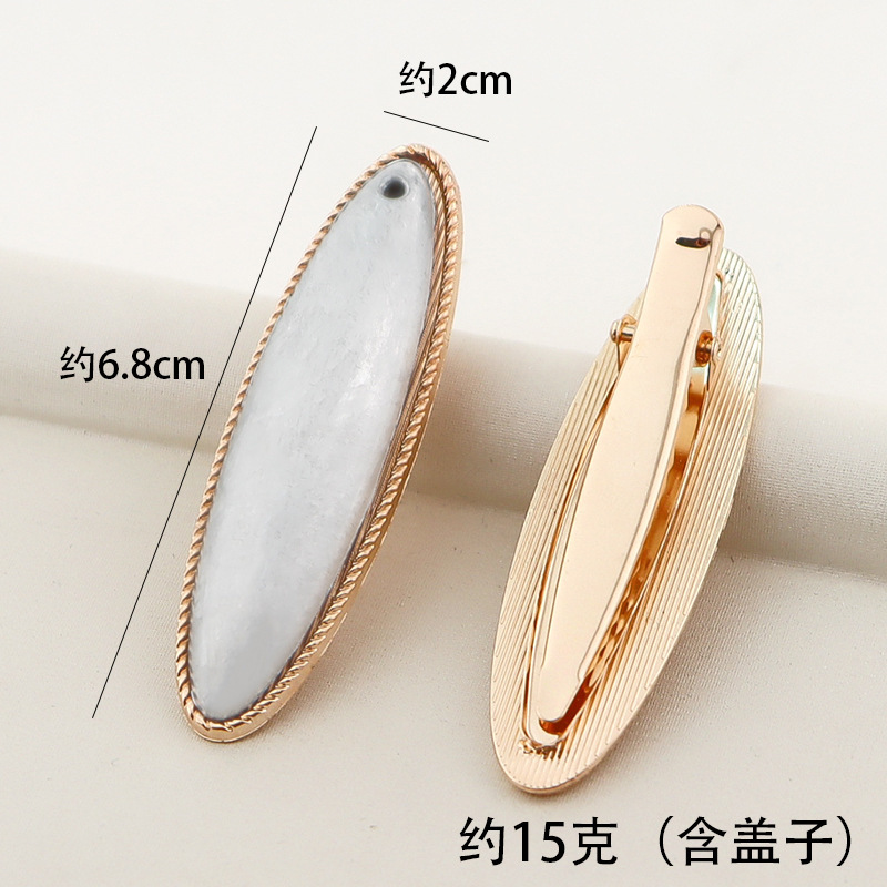 宋锦发夹手工DIY底托KC金哑金 鸭嘴夹子含盖子非成品蓝染刺绣配件|undefined