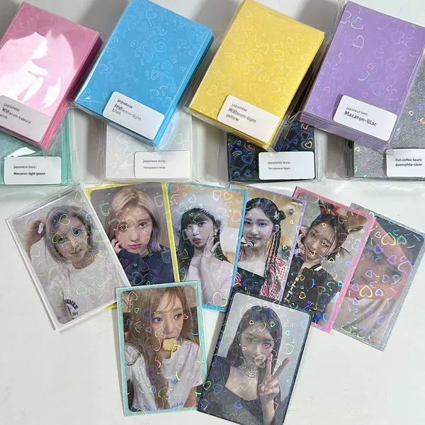 Ins Japanese Cafe Love Flash Series Two-Layer Card Film Macaron Color 20 Silk Flat Mouth Card Film Album Small Card Protective Cover