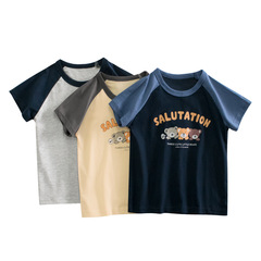 27KIDS Cross-border Children's Clothing 2024 Summer New Children's Cartoon Short-sleeve T-shirt for Baby Boys, Dropshipping One Piece