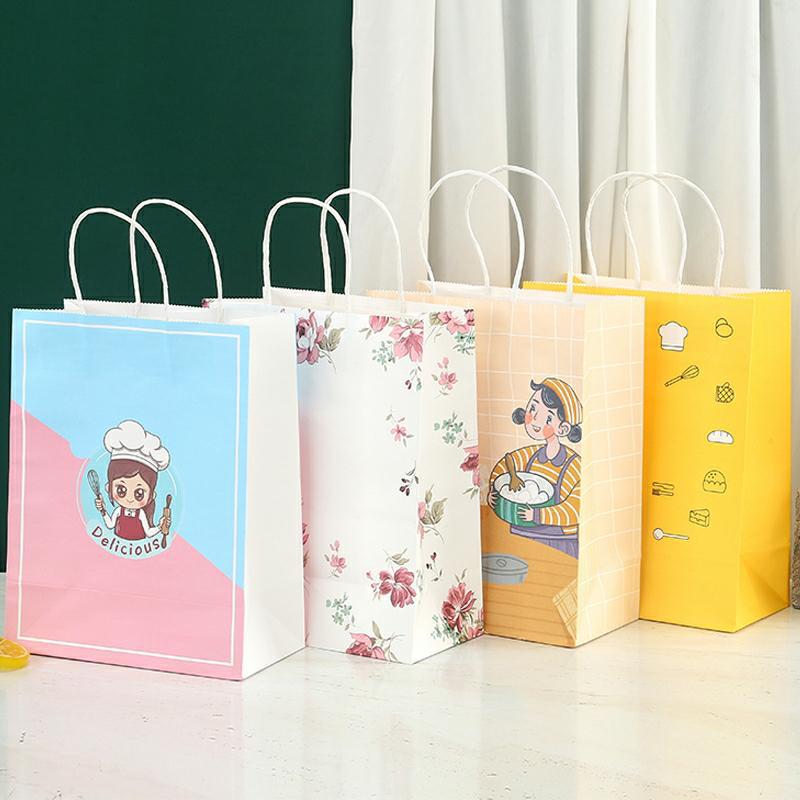 手提纸袋奶茶袋甜品袋网红手拎袋彩色印刷快餐打包手提牛皮纸袋