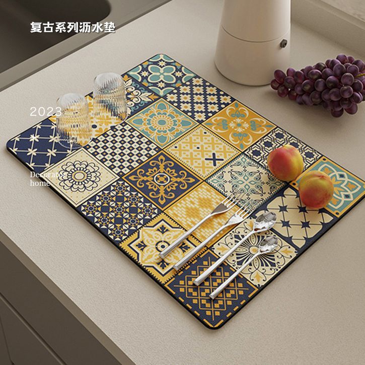 跨境餐具沥水垫厨房台面吸水易干杯垫碗筷控水垫免洗隔热桌面茶垫