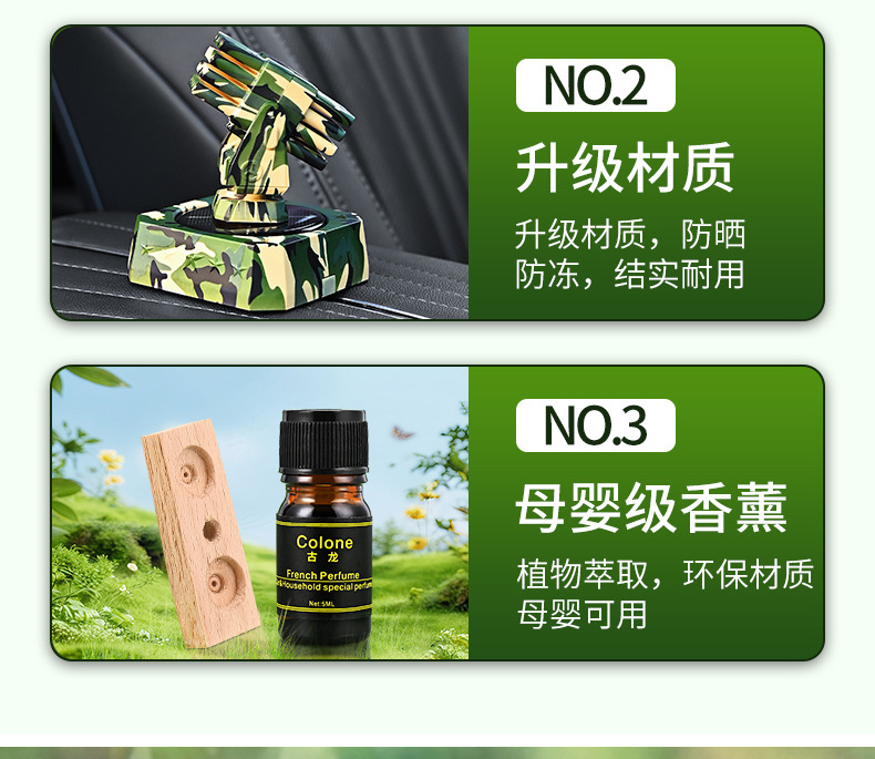 Car-mounted aromatherapy near anti-cannon solar rotating ornaments car perfume car center console lasting fragrance decoration