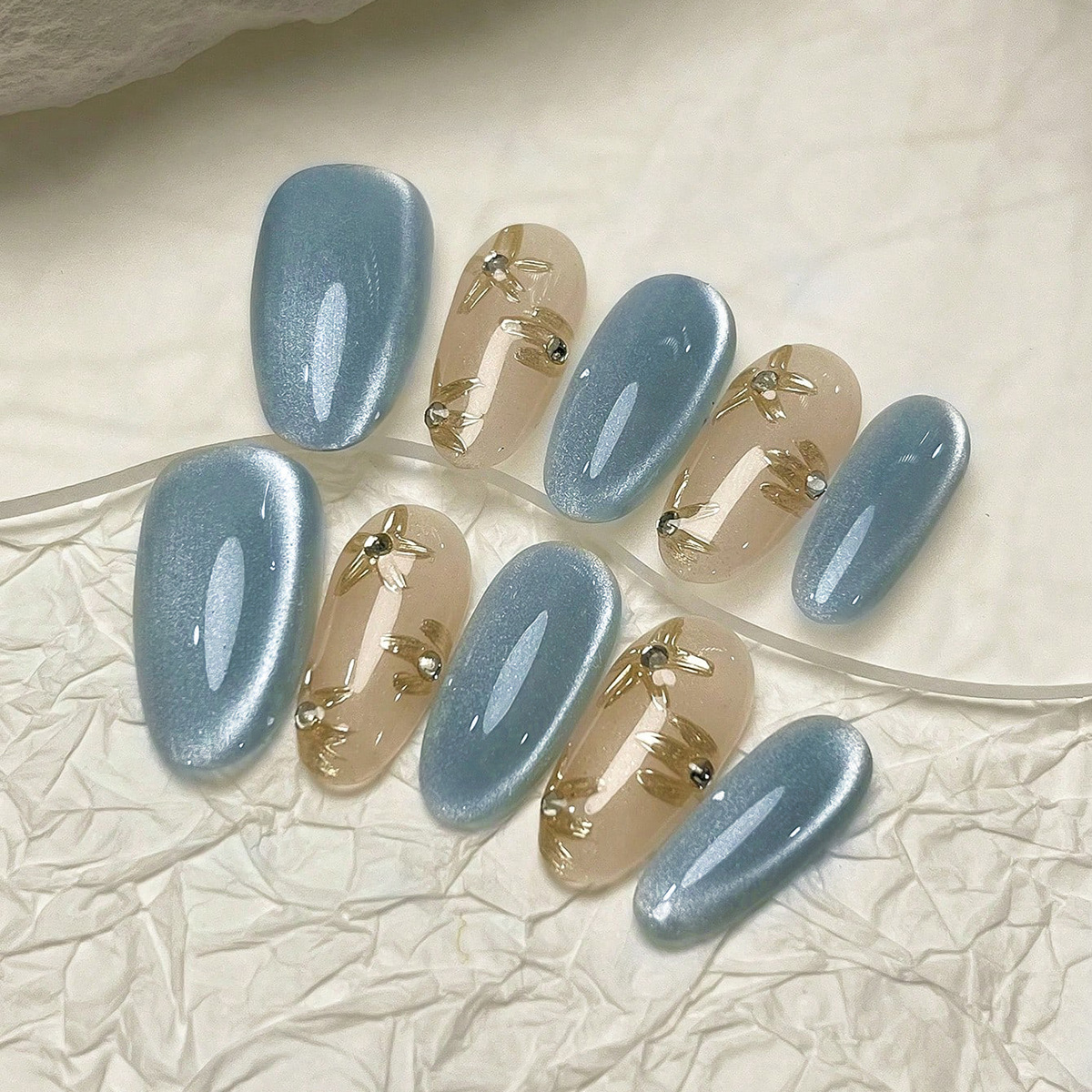 Uña hecha a mano, productos de alta calidad, 10 piezas frescas y puras, ojos de gato, productos de uñas largos, sensación de alta calidad.