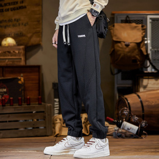 L603# plus size men's autumn and winter New thickened 420g heavy beam pants men's simple sports casual pants