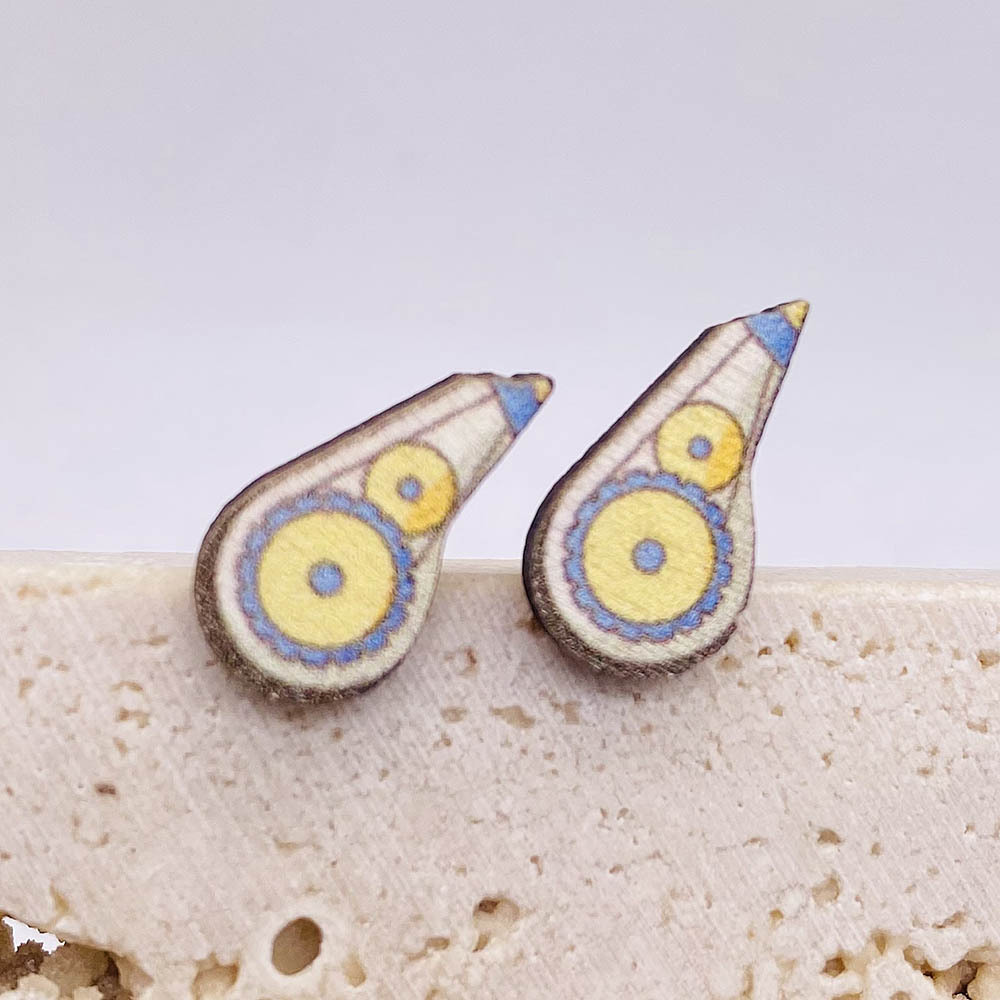 1 Pair Fashion Scissors Star Pencil Wood Women's Ear Studs display picture 5